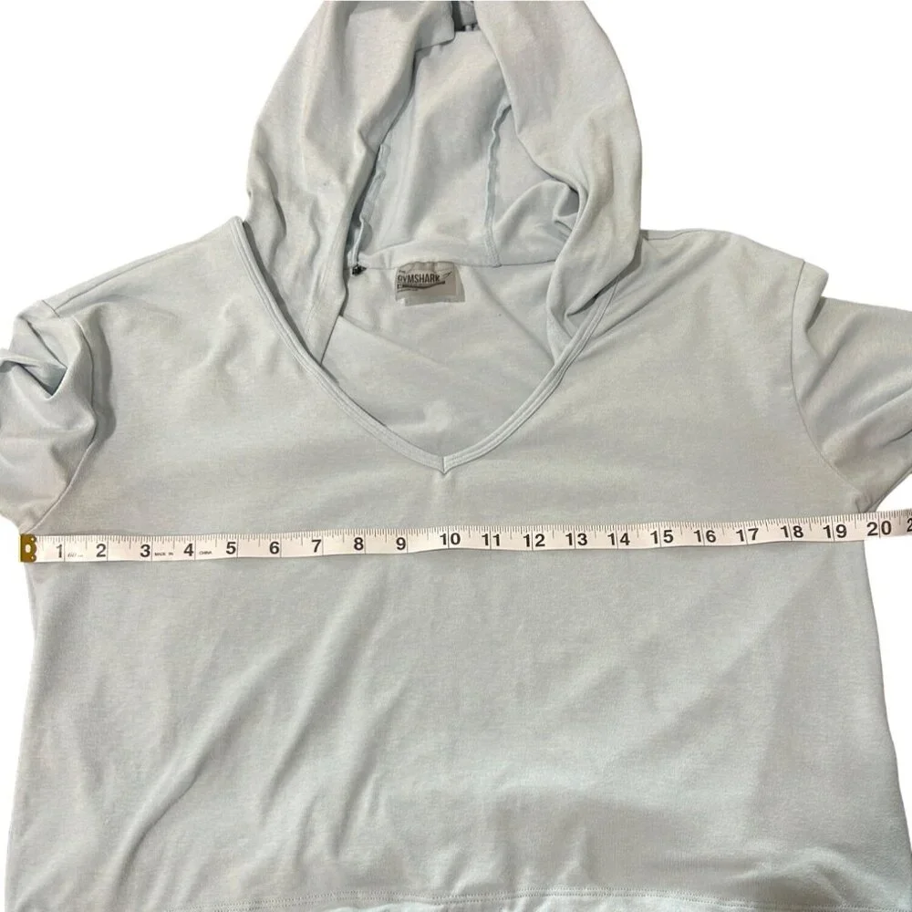 Gymshark Women's Cropped Hoodie Long Sleeve Top Size M Light Blue - Picture 4 of 6